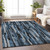 3' X 5' Blue Black And Gray Striped Washable Indoor Outdoor Area Rug - Blue, Black, Gray