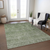 5' X 8' Olive Green And Beige Floral Washable Indoor Outdoor Area Rug
