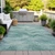 3' X 5' Teal Blue And Ivory Abstract Washable Indoor Outdoor Area Rug - Teal Blue, Ivory