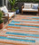 5' X 8' Orange Teal Blue And Salmon Striped Washable Indoor Outdoor Area Rug