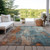 3' X 5' Teal Blue And Copper Abstract Washable Indoor Outdoor Area Rug - 880016406665