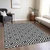 3' X 5' Black And Ivory Geometric Washable Indoor Outdoor Area Rug Transitional Style - Black, Ivory Color