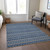 3' X 5' Navy Blue And Mint Green Striped Washable Indoor Outdoor Area Rug