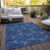 3' X 5' Navy Blue And Ivory Geometric Washable Indoor Outdoor Area Rug - Navy Blue, Ivory