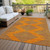 5' X 8' Orange And Blue Geometric Washable Indoor Outdoor Area Rug