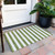 2' X 3' Olive Green Striped Washable Non Skid Indoor Outdoor Area Rug - Olive Green