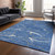 5' X 8' Blue Ivory And Gold Abstract Washable Indoor Outdoor Area Rug