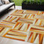 5' X 8' Orange Ivory And Copper Geometric Washable Indoor Outdoor Area Rug