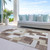 3' X 5' Brown Ivory And Taupe Geometric Washable Indoor Outdoor Area Rug