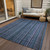 3' X 5' Blue Gray And Sky Blue Striped Washable Indoor Outdoor Area Rug