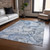 5' X 8' Blue and Gray Abstract Washable Non Skid Indoor Outdoor Area Rug Transitional Style - Blue, Gray Color