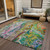5' X 8' Green Gold And White Abstract Washable Indoor Outdoor Area Rug