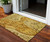 3' X 5' Terra Cotta Brown And Gold Floral Medallion Washable Indoor Outdoor Area Rug