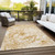 5' X 8' Cream and Gold Abstract Washable Non Skid Indoor Outdoor Area Rug