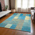 3' X 5' Teal Blue Orange And Sky Blue Striped Washable Indoor Outdoor Area Rug