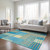 3' X 5' Teal Blue Orange And Sky Blue Striped Washable Indoor Outdoor Area Rug