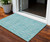 3' X 5' Teal Blue And Ivory Geometric Washable Indoor Outdoor Area Rug Transitional Style - Teal Blue, Ivory Color