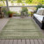 3' X 5' Green And Beige Striped Washable Indoor Outdoor Area Rug