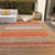 5' X 8' Coral Ivory And Gray Striped Washable Indoor Outdoor Area Rug