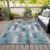 3' X 5' Dark Blue Aqua And Gray Geometric Washable Indoor Outdoor Area Rug