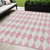 5' X 8' Pink And Ivory Geometric Washable Indoor Outdoor Area Rug