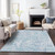 3' X 5' Sky Blue And Denim Blue Abstract Washable Indoor Outdoor Area Rug Transitional Style - Sky Blue, Denim Blue Color