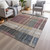 5' X 8' Mauve Blue And Gold Striped Washable Indoor Outdoor Area Rug
