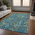 5' X 8' Navy Blue Paisley Washable Non Skid Indoor Outdoor Area Rug
