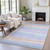 5' X 8' Lavender Sky Blue And Beige Striped Washable Indoor Outdoor Area Rug