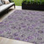 5' X 8' Purple And Gray Floral Washable Indoor Outdoor Area Rug - Purple, Gray