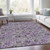 5' X 8' Purple And Gray Floral Washable Indoor Outdoor Area Rug - Purple, Gray