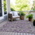 5' X 8' Purple And Gray Floral Washable Indoor Outdoor Area Rug - Purple, Gray