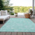 3' X 5' Aqua And Ivory Floral Washable Indoor Outdoor Area Rug