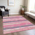 5' X 8' Pink Gray And Green Striped Washable Indoor Outdoor Area Rug