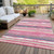 5' X 8' Pink Gray And Green Striped Washable Indoor Outdoor Area Rug