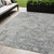 5' X 8' Gray Beige And Charcoal Oriental Washable Indoor Outdoor Area Rug