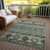 5' X 8' Fern Green Taupe And Ivory Tribal Washable Indoor Outdoor Area Rug