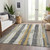 5' X 8' Gold And Gray Striped Washable Indoor Outdoor Area Rug - Gold, Gray