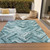 5' X 8' Teal Blue Aqua And Ivory Geometric Washable Indoor Outdoor Area Rug - Teal Blue, Aqua, Ivory