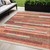 5' X 8' Coral Peach And Taupe Striped Washable Indoor Outdoor Area Rug