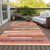 5' X 8' Coral Peach And Taupe Striped Washable Indoor Outdoor Area Rug