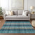 3' X 5' Teal Blue Navy Blue And Olive Green Plaid Washable Indoor Outdoor Area Rug