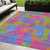 5' X 8' Purple Pink And Blue Abstract Washable Indoor Outdoor Area Rug