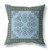 18" X 18" Blue And Green Blown Seam Floral Indoor Outdoor Throw Pillow