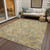 5' X 8' Wheat Blue And Ivory Floral Washable Indoor Outdoor Area Rug