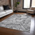 5' X 8' Gray and Ivory Abstract Washable Non Skid Indoor Outdoor Area Rug Transitional Style - Gray, Ivory Color