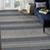 2' X 3' Blue and Gray Striped Stain Resistant Indoor Outdoor Area Rug