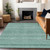 5' X 8' Turquoise And Aqua Striped Washable Indoor Outdoor Area Rug
