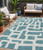 5' X 8' Teal Blue And Ivory Abstract Washable Indoor Outdoor Area Rug Transitional Style - Teal Blue, Ivory Color