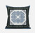 20" White Dark Blue and Light Blue Damask Indoor Outdoor Throw Pillow
